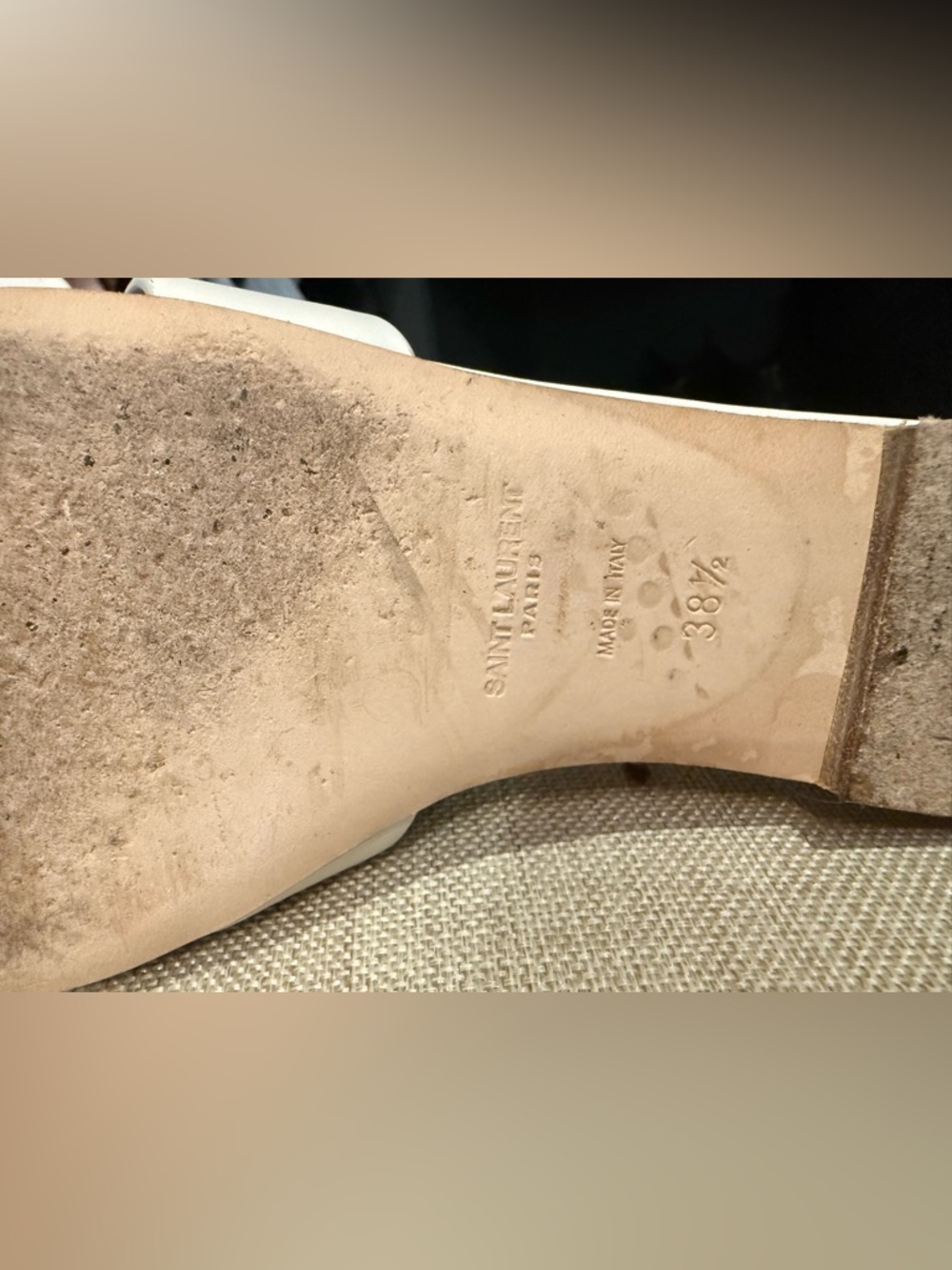 Saint Laurent Tribute White Leather Slide Sandals Flats Size 38.5 worn once box - Picture 8 of 11